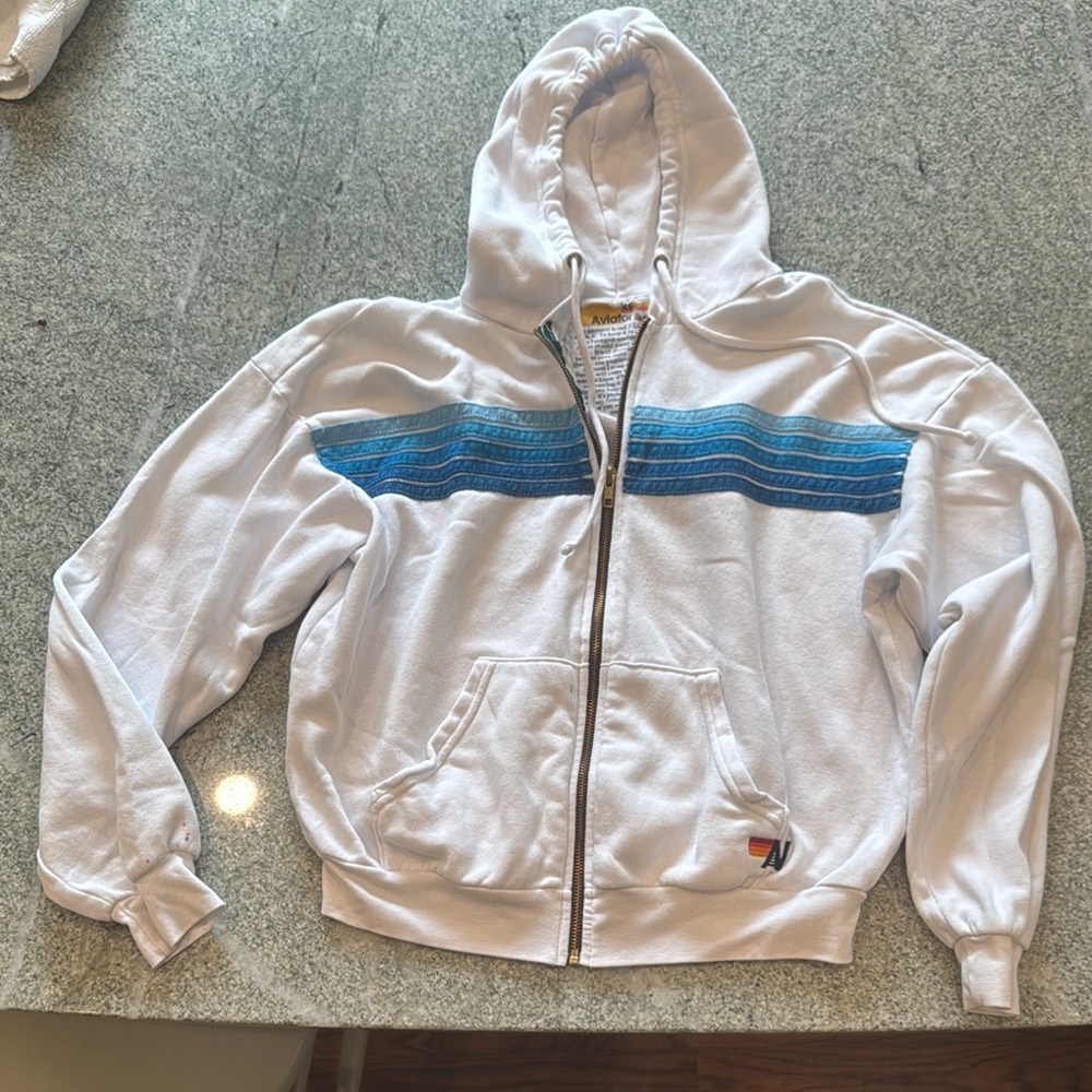 Aviator Nation White and Blue Sweatshirt for Everyday Comfort